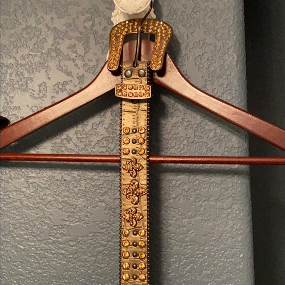 Fleur De Lis Brown Rhinestone belt
